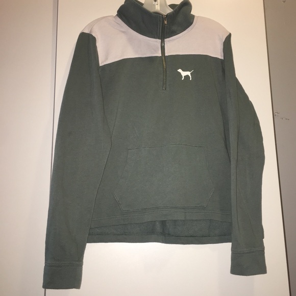 Pink Victoria Secret Green Half Zip - Picture 1 of 5